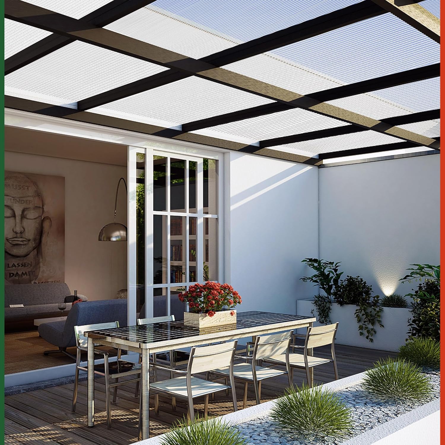 GARDEBRUK® 10x Doppelstegplatten 6mm Zuschneidbar 121x60,5cm Polycarbonat 7,3m2 UV-beständig Klar Hohlkammerplatten Gewächshaus Platten Stegplatten — Ansicht 2