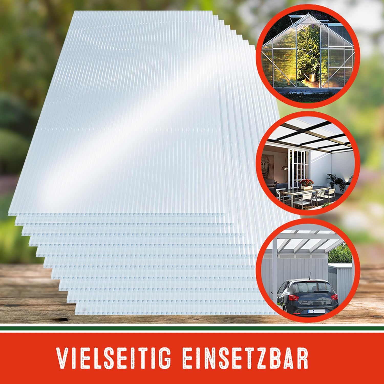 GARDEBRUK® 10x Doppelstegplatten 6mm Zuschneidbar 121x60,5cm Polycarbonat 7,3m2 UV-beständig Klar Hohlkammerplatten Gewächshaus Platten Stegplatten — Ansicht 4