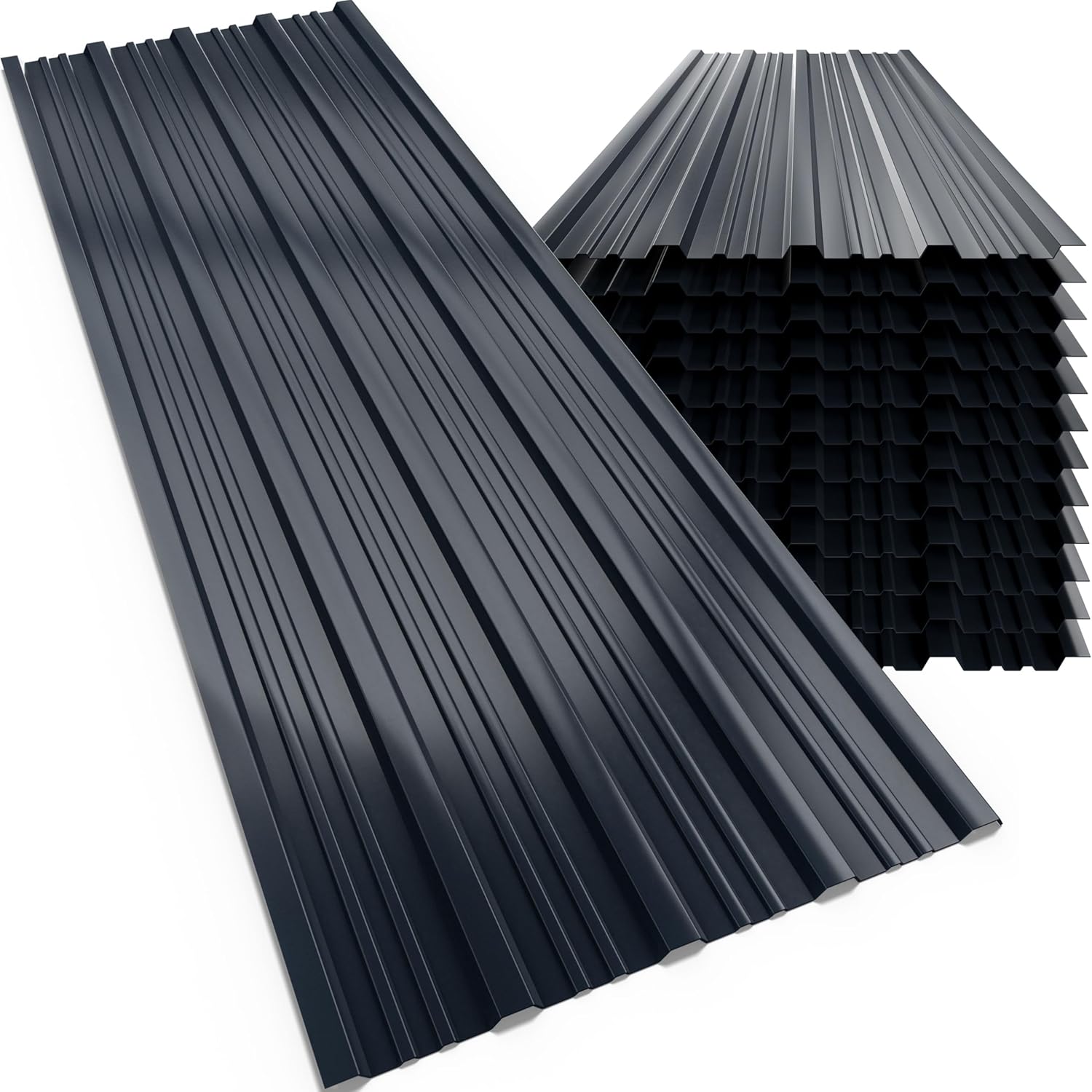 GARDEBRUK® 12x Trapezblech 129x46cm = 7m2 Verzinkt Rostresistent Wetterfest Profilblech Dachblech Wellblech Dachplatten Gerätehaus Carport Anthrazit