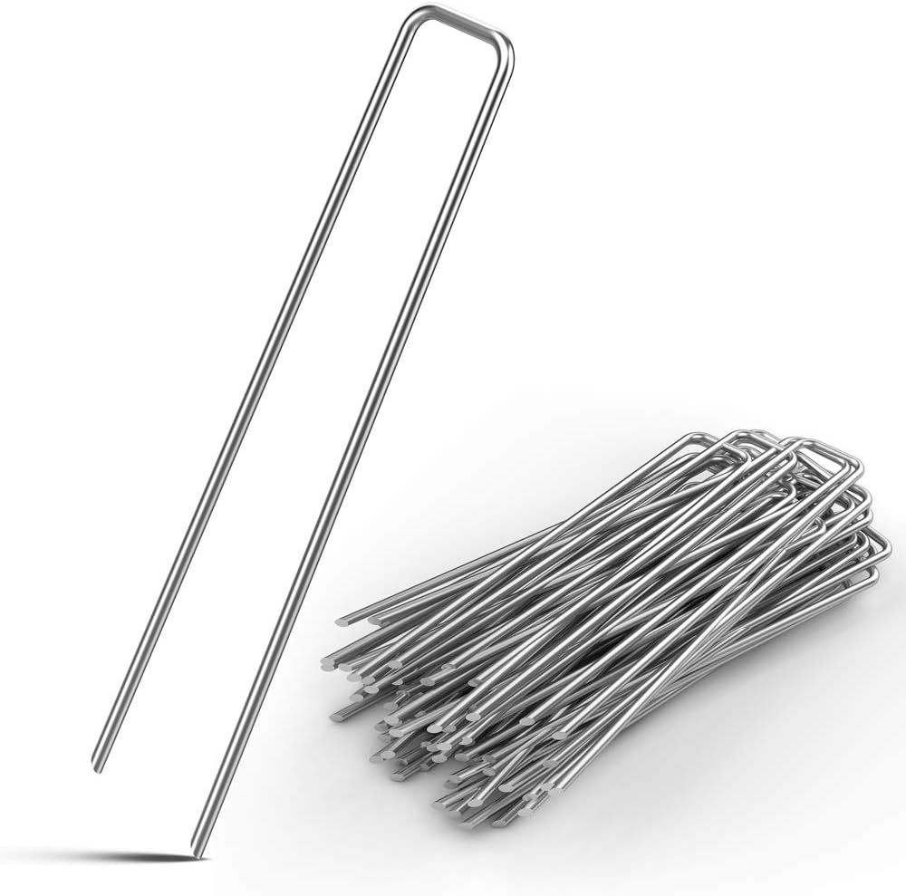 GARDEBRUK® 200x Erdanker verzinkter Stahl 150mm x 25mm Ø 2,7mm Unkrautvlies Gartenvlies Zeltanker Heringe Bodenanker Zaun Garten Camping Kunstrasen