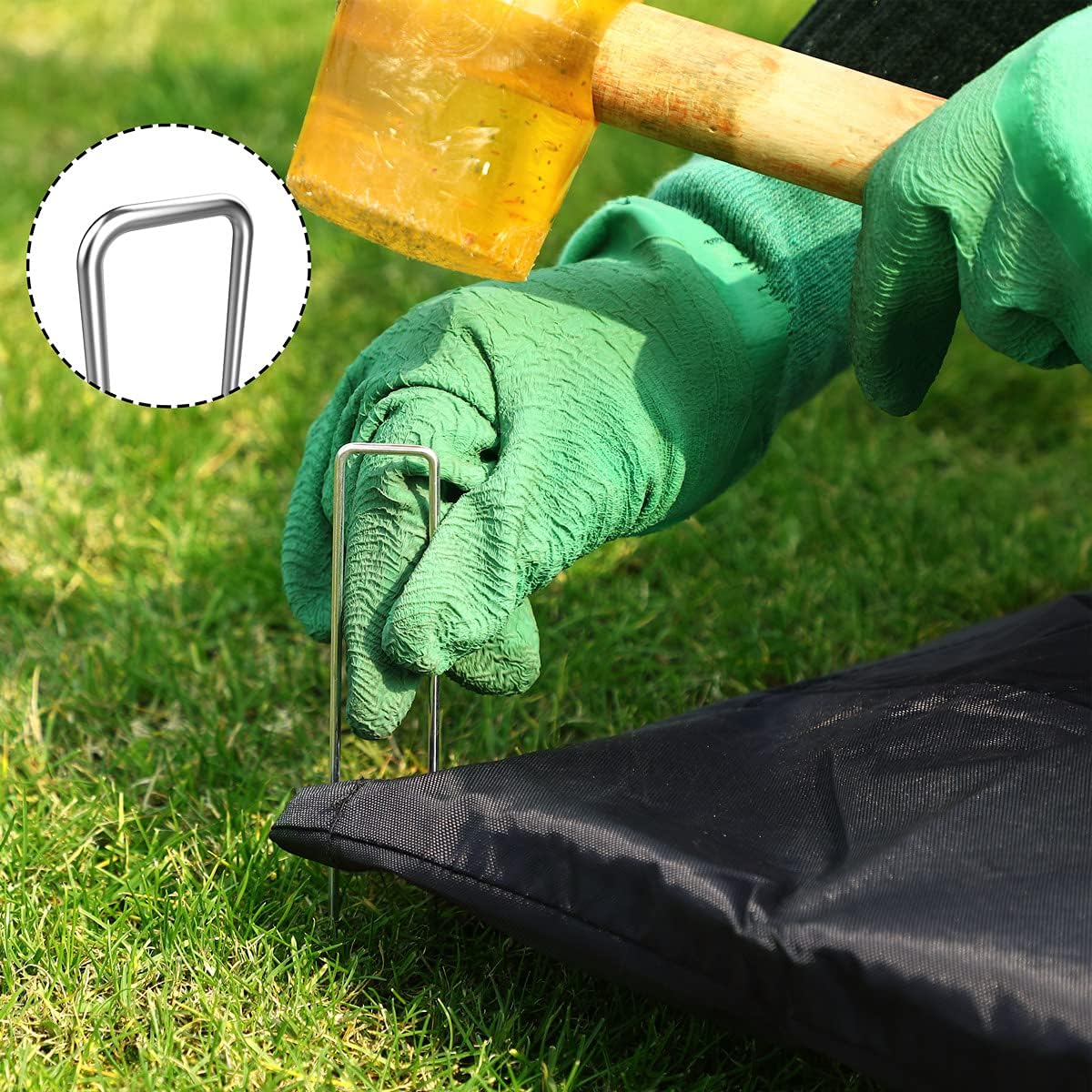 GARDEBRUK® 200x Erdanker verzinkter Stahl 150mm x 25mm Ø 2,7mm Unkrautvlies Gartenvlies Zeltanker Heringe Bodenanker Zaun Garten Camping Kunstrasen — Ansicht 4