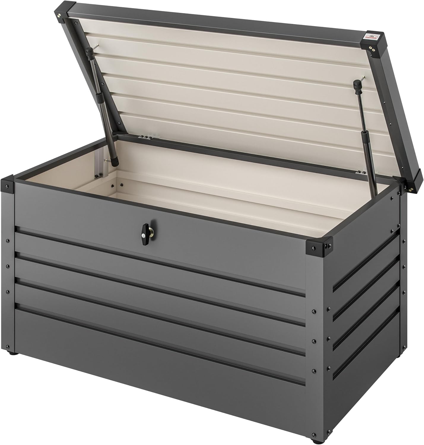 Gardebruk® Auflagenbox 385L Volumen Metall Abschließbar Gasdruckfeder 120x62cm Wetterfest Garten Balkon Keller Gartenbox Gartentruhe Anthrazit