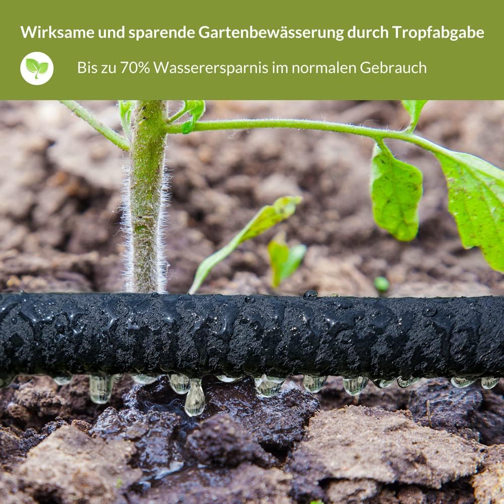 GARDEBRUK® Bewässerungsschlauch 45 m 1/2 Zoll T-Verbinder Ober- & Unterirdisch verlegbar Garten Perlschlauch Tropfschlauch Bewässerung 3x 15m — Ansicht 5
