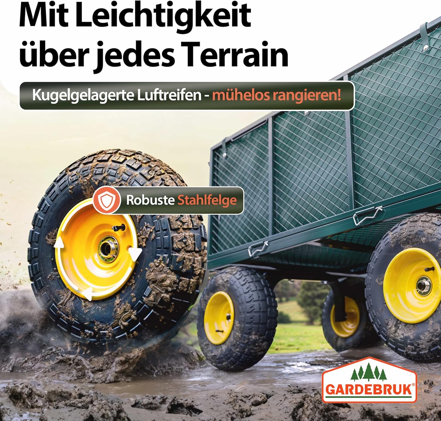 GARDEBRUK® Bollerwagen 550kg Belastbar Klappbar Stabil Herausnehmbare Plane Gerätewagen Handwagen Garten Gartenkarre Gartenwagen Transportwagen Karre — Ansicht 3