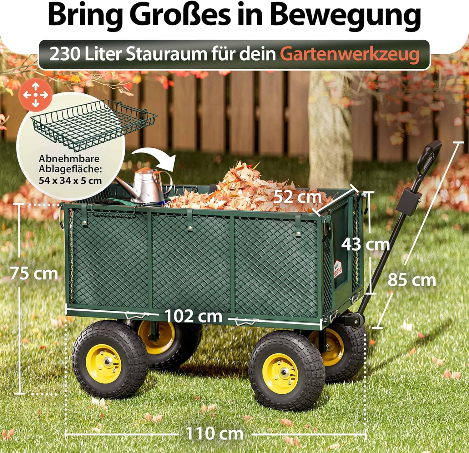 GARDEBRUK® Bollerwagen 550kg Belastbar Klappbar Stabil Herausnehmbare Plane Gerätewagen Handwagen Garten Gartenkarre Gartenwagen Transportwagen Karre — Ansicht 4
