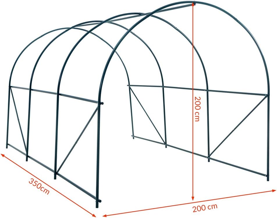 Gardebruk® Foliengewächshaus 7m2 aufrollbare Tür 6 Fenster Treibhaus Tomatenhaus Folientunnel Anzucht 350x200x200cm — Ansicht 5