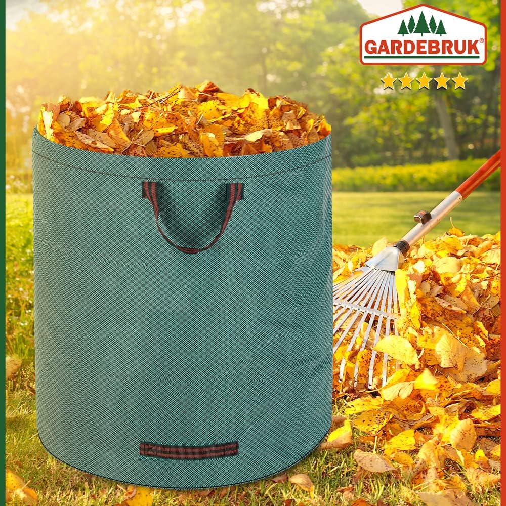 GARDEBRUK® Gartenabfallsack 2x280 Liter 50 kg Belastbarkeit doppelte Nähte 3 stabile Griffe robust abwaschbar Garten Rasensack Gartentasche Laubsack — Ansicht 3