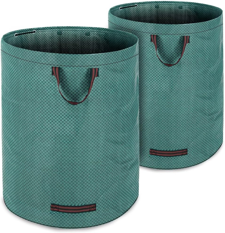 GARDEBRUK® Gartenabfallsack 2x280 Liter 50 kg Belastbarkeit doppelte Nähte 3 stabile Griffe robust abwaschbar Garten Rasensack Gartentasche Laubsack