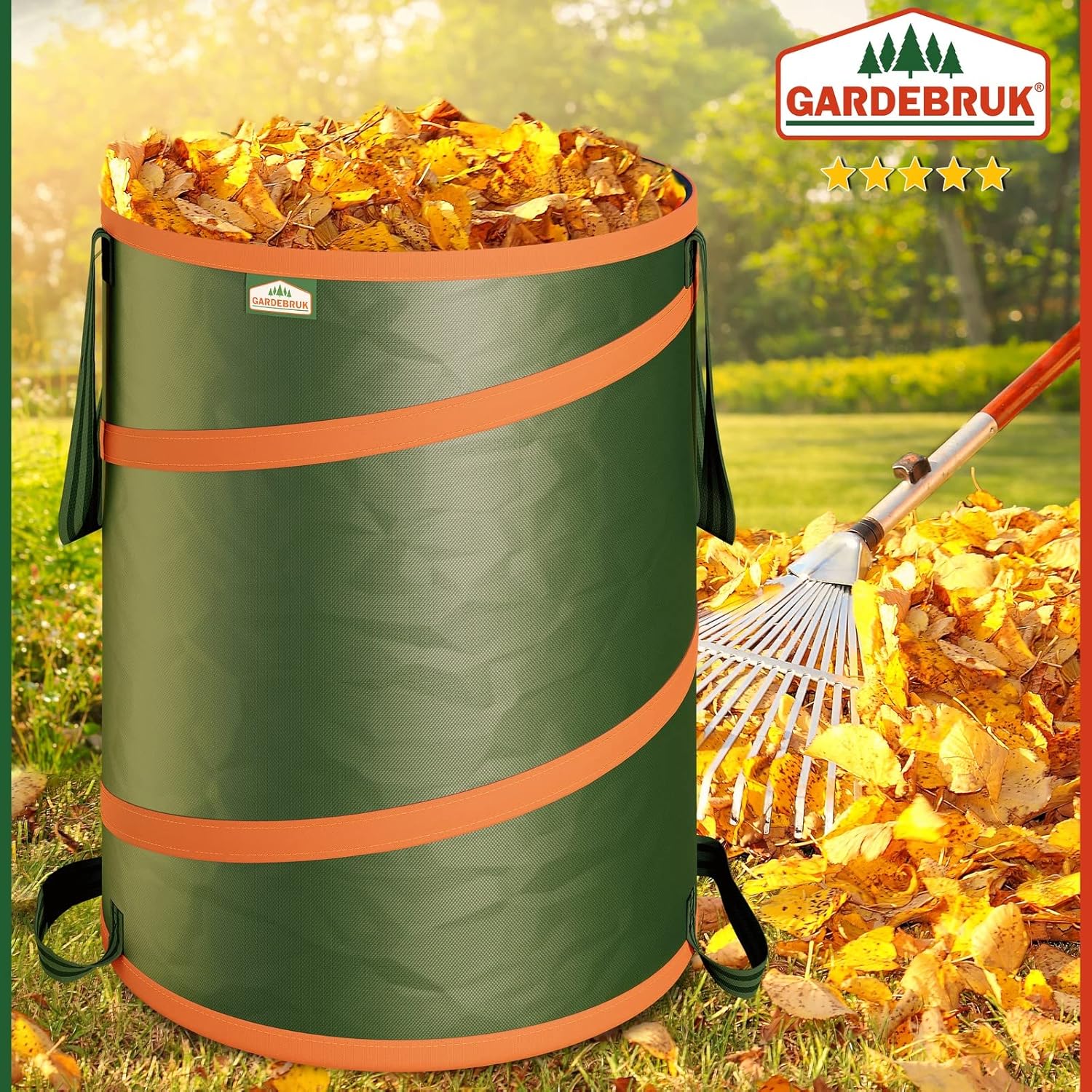 GARDEBRUK® Gartenabfallsack 3x85 Liter 30 kg Belastbarkeit stabil robust abwaschbar Garten Pop up Rasensack Gartentasche Laubsack — Ansicht 2