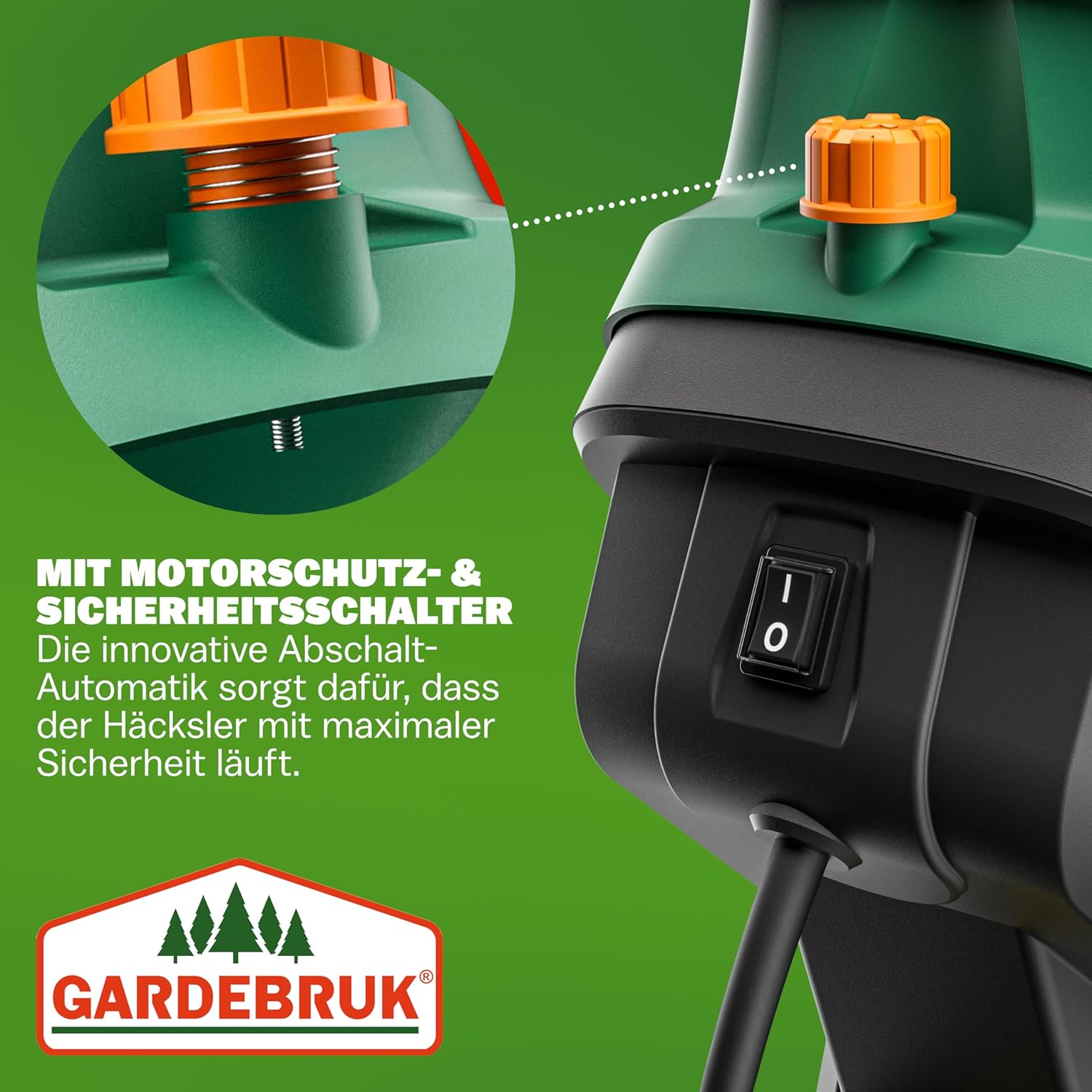 GARDEBRUK® Gartenhäcksler 2400 W max. 45 mm Aststärke Elektrisch 2X 50 L Auffangbeutel Messerhäcksler Häcksler Schredder — Ansicht 4