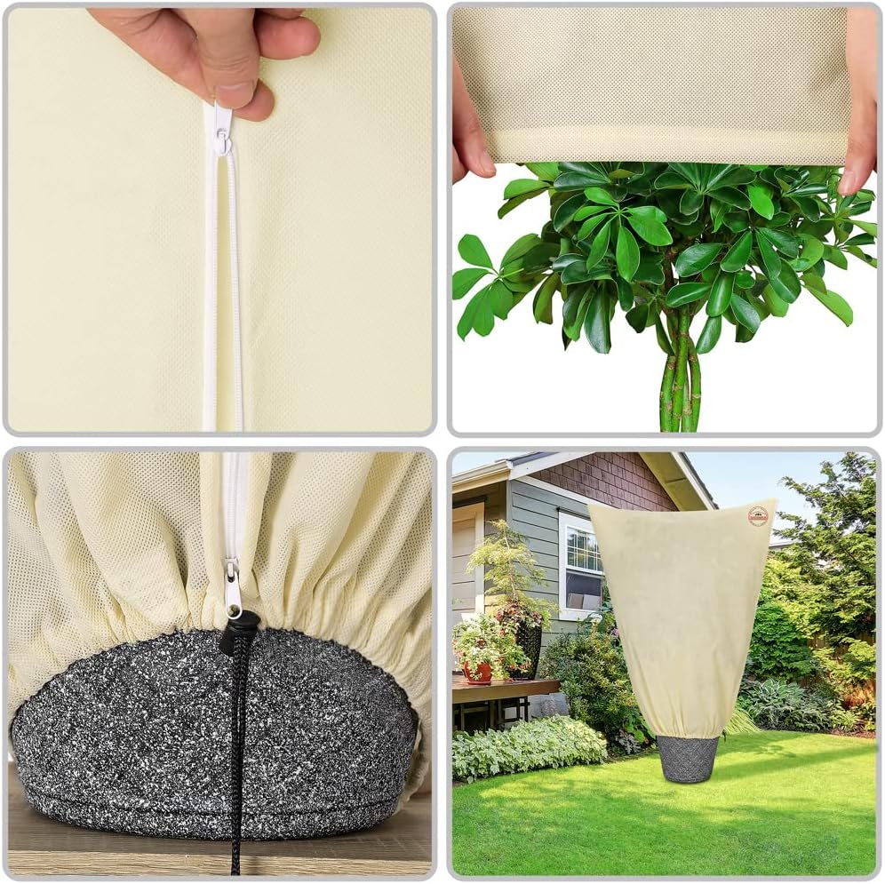 Gardebruk® Kübelpflanzensäcke 120x180 cm 70g/m2 Reißverschluss Garten Frostschutzhaube Winterschutz für Pflanzen Pflanzenschutzvlies Beige — Ansicht 3