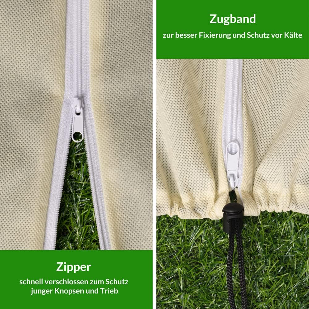 Gardebruk® Kübelpflanzensäcke 120x180 cm 70g/m2 Reißverschluss Garten Frostschutzhaube Winterschutz für Pflanzen Pflanzenschutzvlies Beige — Ansicht 4
