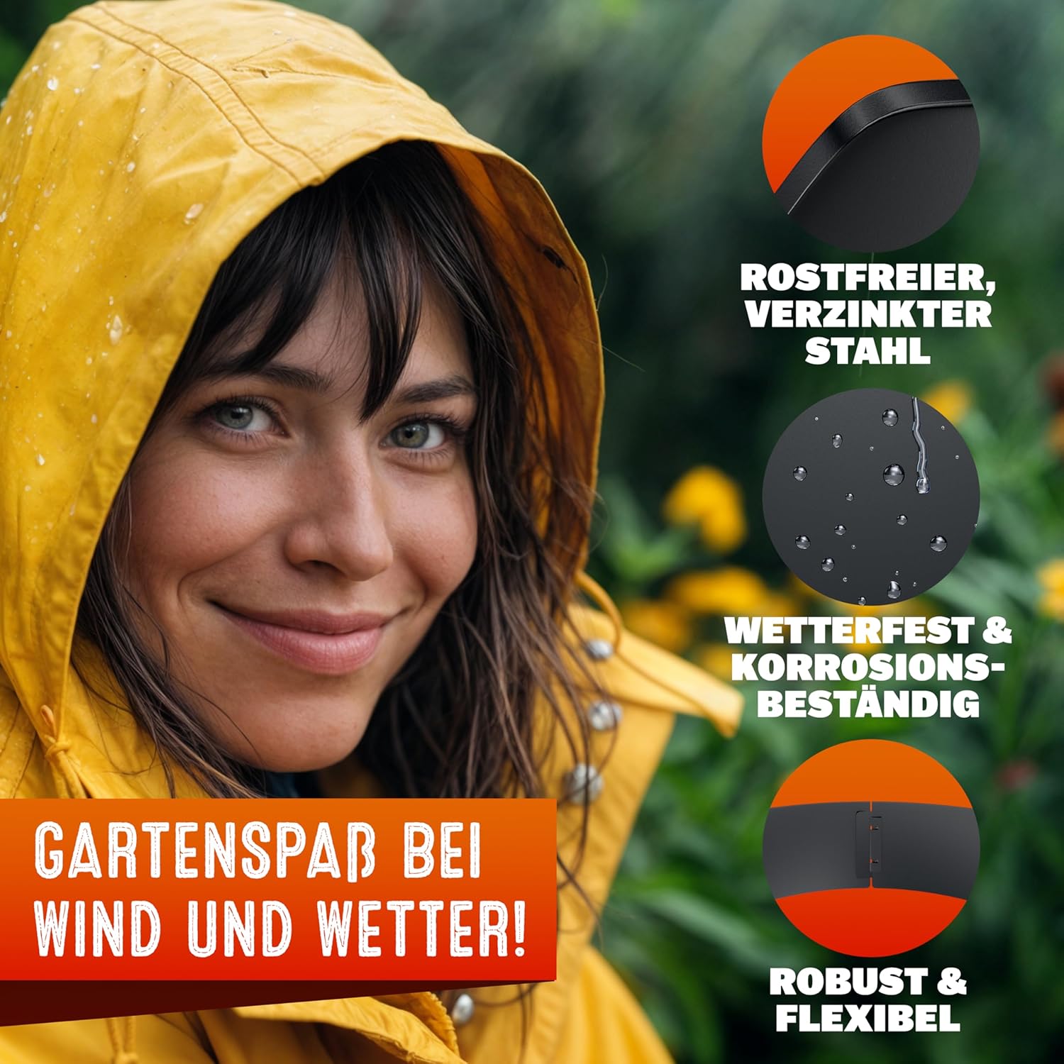 GARDEBRUK® Rasenkante verzinkt 5m 10m 15m 20m 25m 30m 35m 40m 45m 50m 100x15cm oder 100x18cm verzinkt Handschuhe Beeteinfassung Mähkante Palisade Metall, Schwarz (Länge 5m - Höhe 15cm) — Ansicht 5