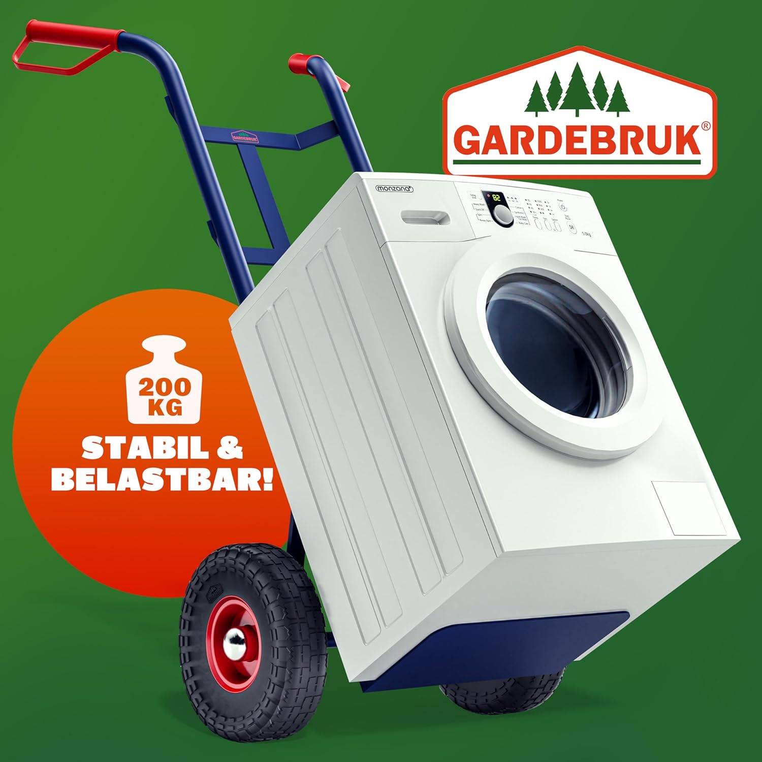 GARDEBRUK® Sackkarre PU Vollgummireifen klappbar 200kg Stahl Schutzblech Schwerlast Garten Umzug Transportkarre Transportwagen Transportroller — Ansicht 5