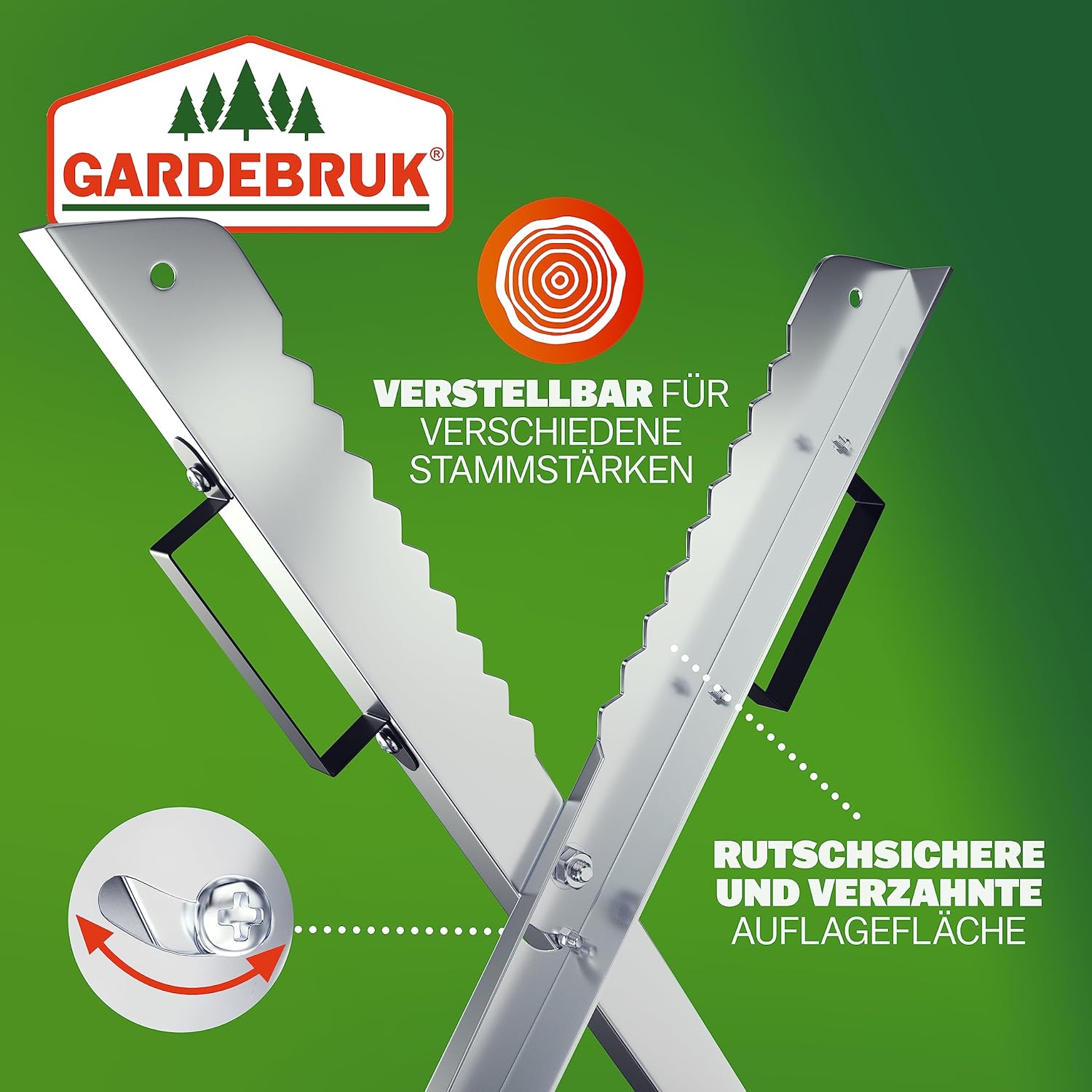GARDEBRUK® Sägebock Holzsägebock Sägehilfe klappbar 150kg stabil Holzbock Sägegestell Kettensägebock Holzschneidebock Säge Bock Holz verzinkt Metall — Ansicht 5