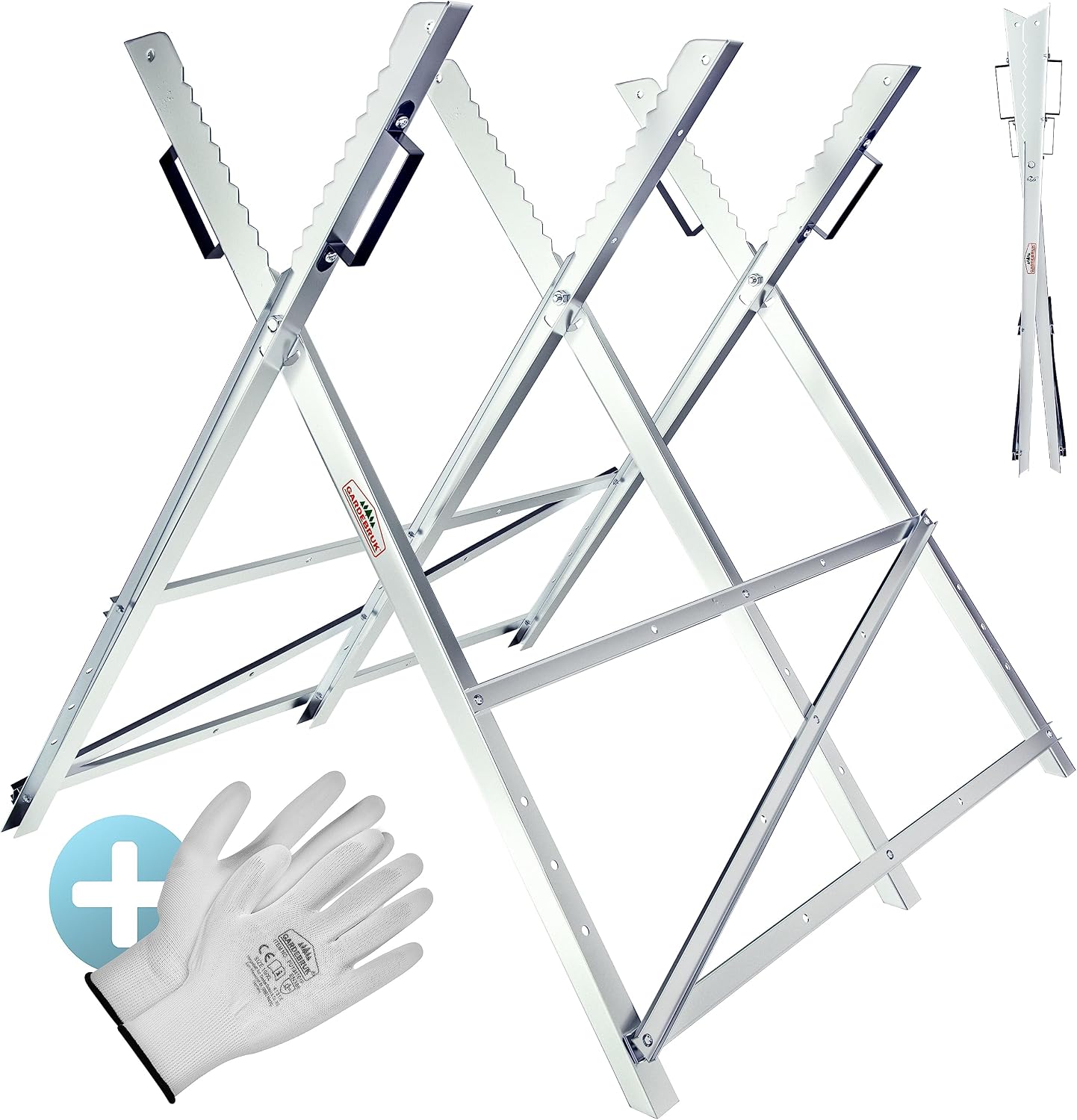 GARDEBRUK® Sägebock Holzsägebock Sägehilfe klappbar 150kg stabil Holzbock Sägegestell Kettensägebock Holzschneidebock Säge Bock Holz verzinkt Metall