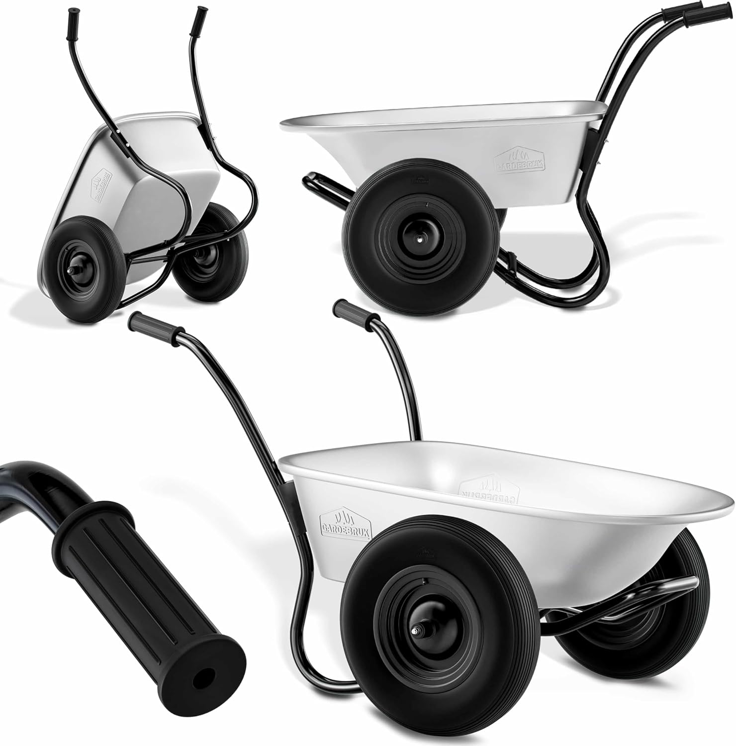 GARDEBRUK Schubkarre 2 Rad 150kg 100L Stahlfelge 2 Luftreifen Autoventil Gleitlager