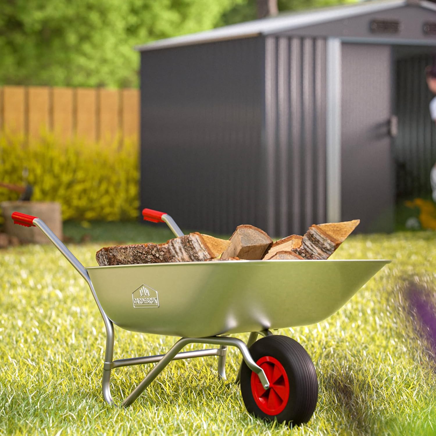 GARDEBRUK® Schubkarre 80 Liter bis 100kg Luftreifen mit Stahlfelge verzinkt Garten Bauschubkarre Gartenschubkarre — Ansicht 4