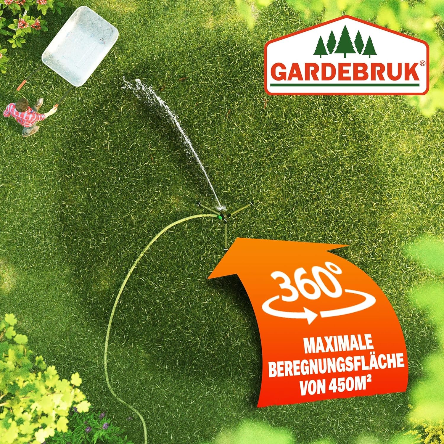 GARDEBRUK® Sprinkler mit Teleskopstativ Erdspieß Sprengweite bis 24m Garten Impulsregner Rasensprenger Sektorenregner Gartenbewässerung Wassersprinkler — Ansicht 6