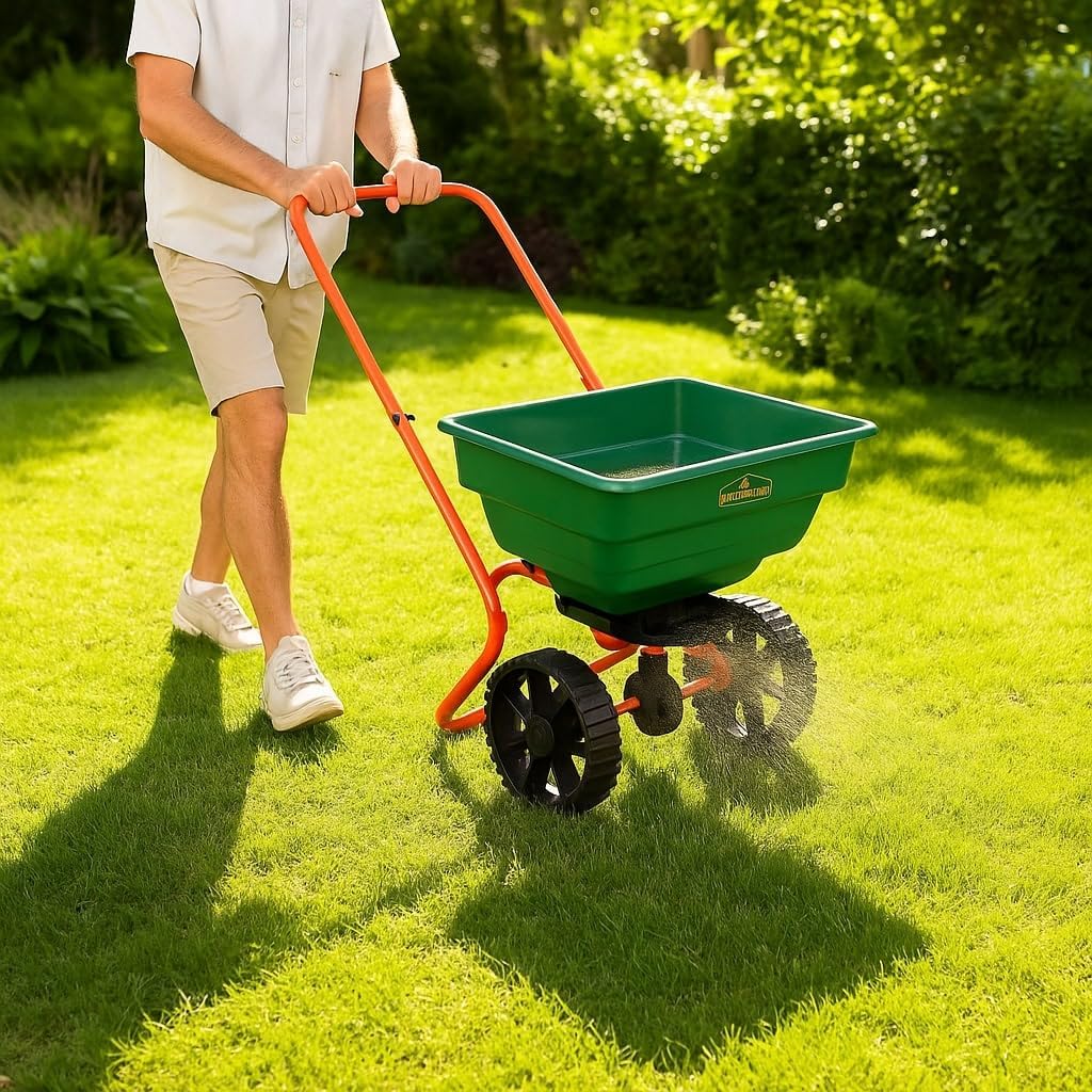 GARDEBRUK® Streuwagen 25L Streumenge einstellbar große Räder Saatgutstreuer Düngerstreuer für Salz Dünger Rasen Split Saatgut — Ansicht 2