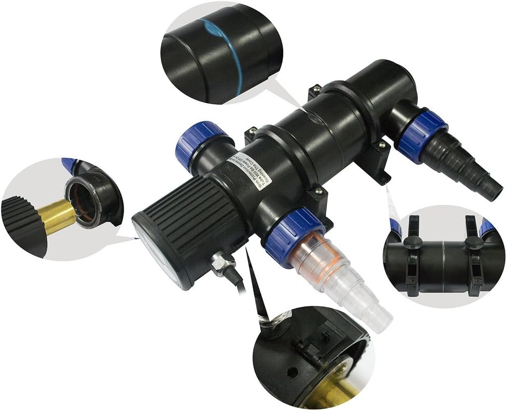 Gardebruk® Teichklärer 11 Watt 5m Kabel 3 Anschlussadapter Gartenteich Aquarium UVC Klärer Lichtfilter Wasserklärer Algenvernichter Wasseraufbereiter UV — Ansicht 3