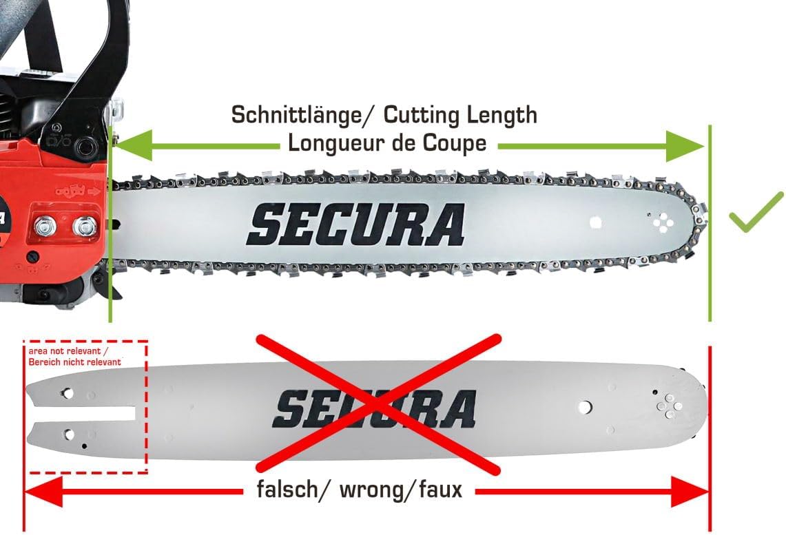 SECURA 2 Sägeketten + Schwert kompatibel mit Gardebruk DBSK004 Motorsäge mit 45cm 3/8LP 62TG 1,3mm — Ansicht 3